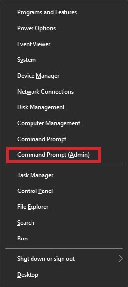  click Command Prompt (Admin) mode