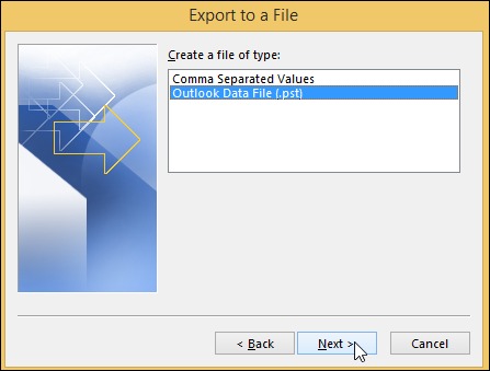 Select Outlook Data File