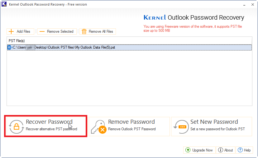 select the desired PST file