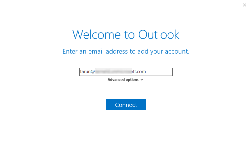 add your Office 365 global admin account address