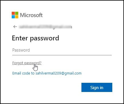 select forgot password