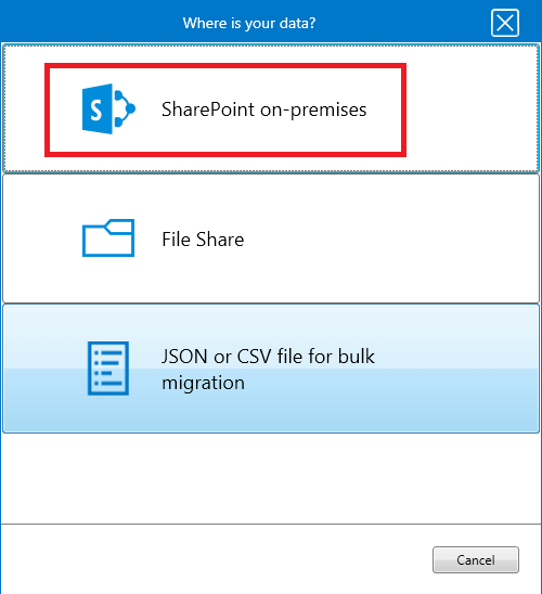 Select SharePoint on-premises