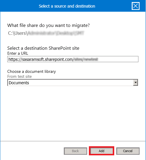 Select the source and destination