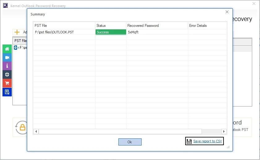 Click Save report to CSV to keep progress report
