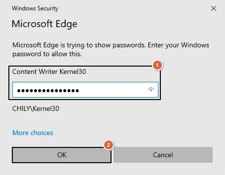 Provide credentials of your device and click OK