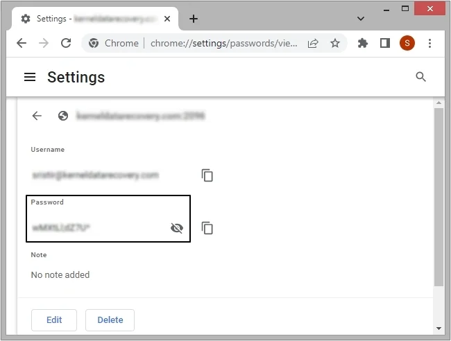 Click on eye option to reveal Outlook password