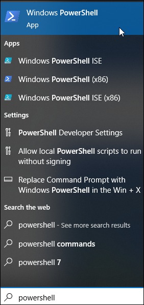 Select the PowerShell application from the list