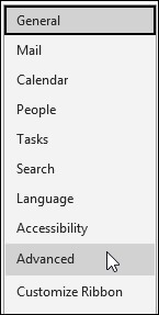 Tap on Filethen go to Options then click on the tab Advanced.