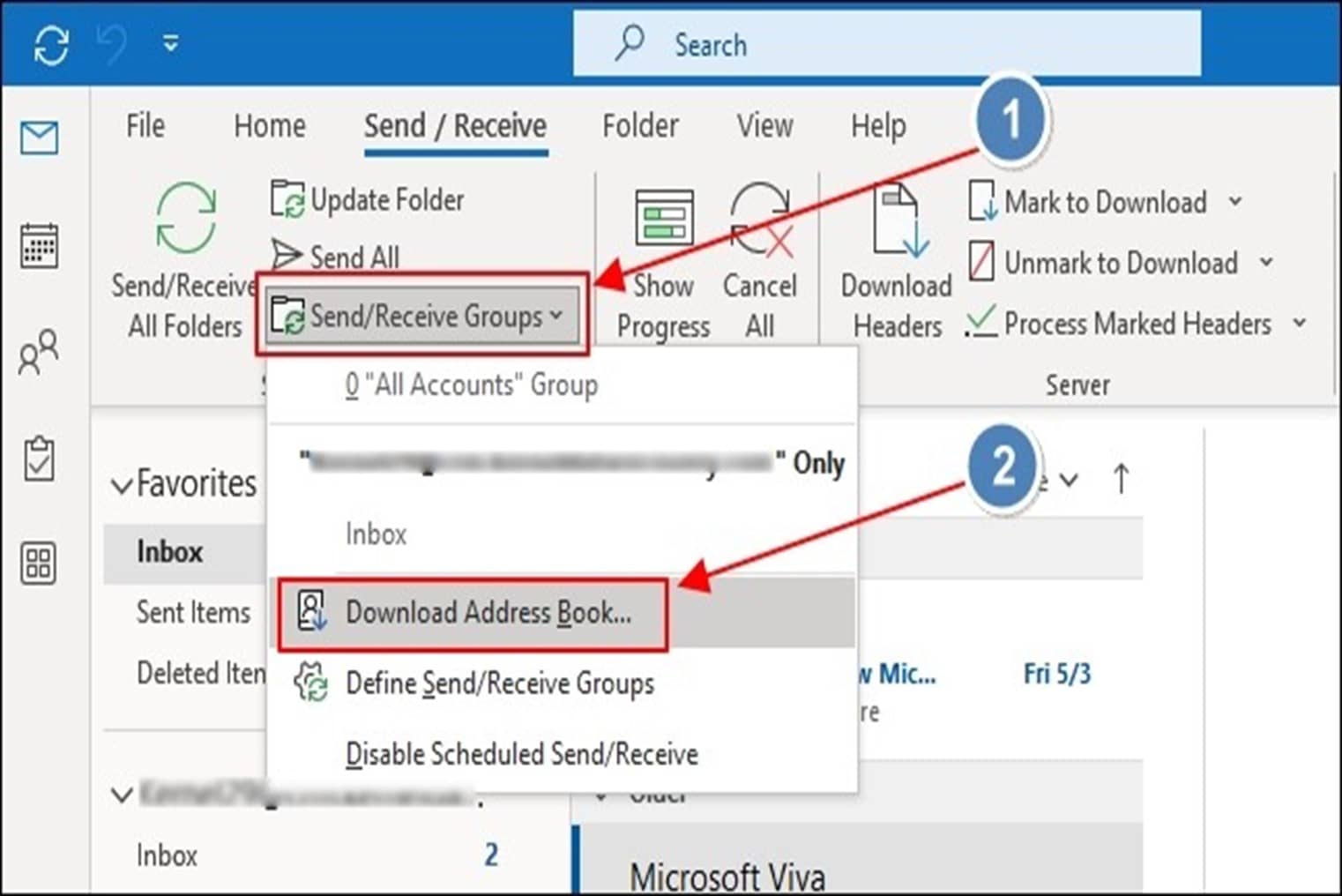 Open Outlook and go to Send Receive tab click Send Receive Groups and select Download Address Book This will download a fresh copy of OAB in the default directory