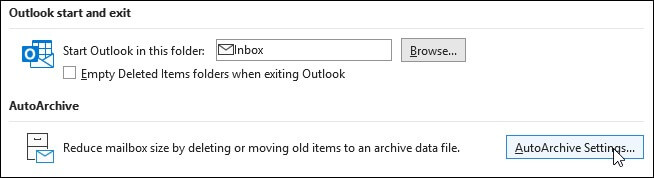 click on AutoArchive Settings