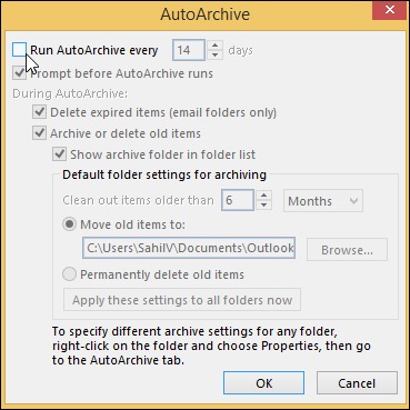 You need to uncheck the option Run AutoArchive every n days checkbox