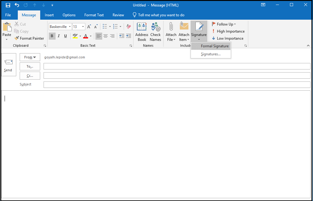 Open New Email in MS Outlook