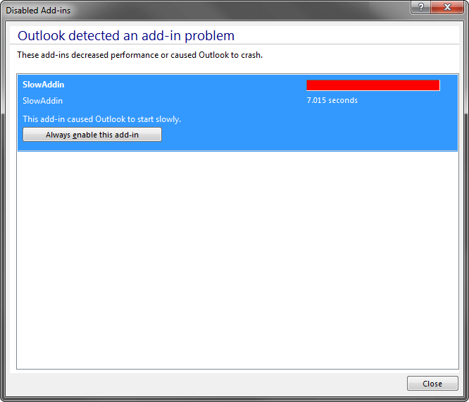 View add-ins affecting Outlook performance