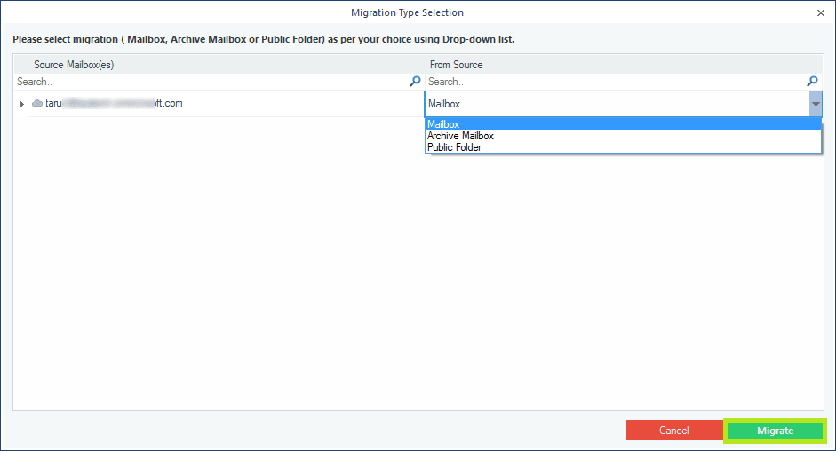 choose the Migration type