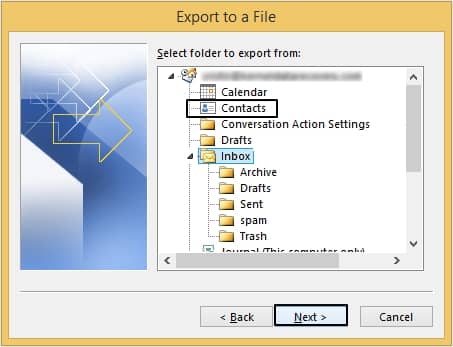 select Contacts and press