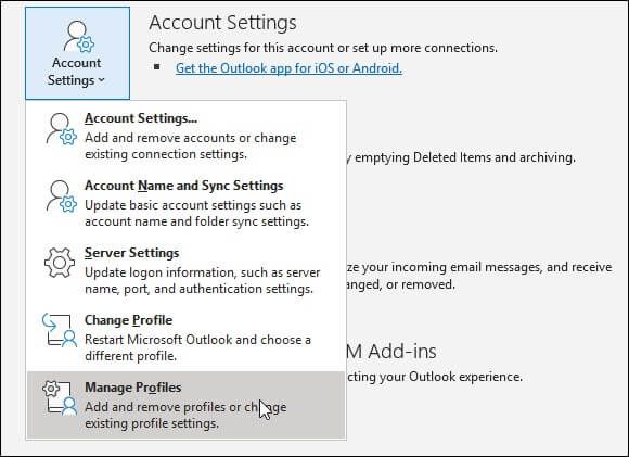 Manage Profiles from the list