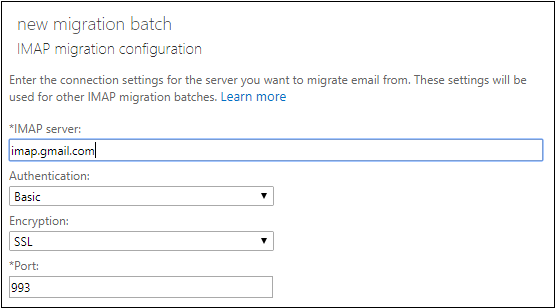 configure the connection to Gmail