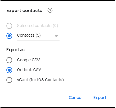 mark Outlook CSV and export
