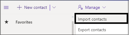 Select Manage and Import contacts