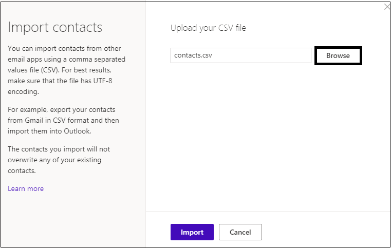 choose Gmail and select the CSV