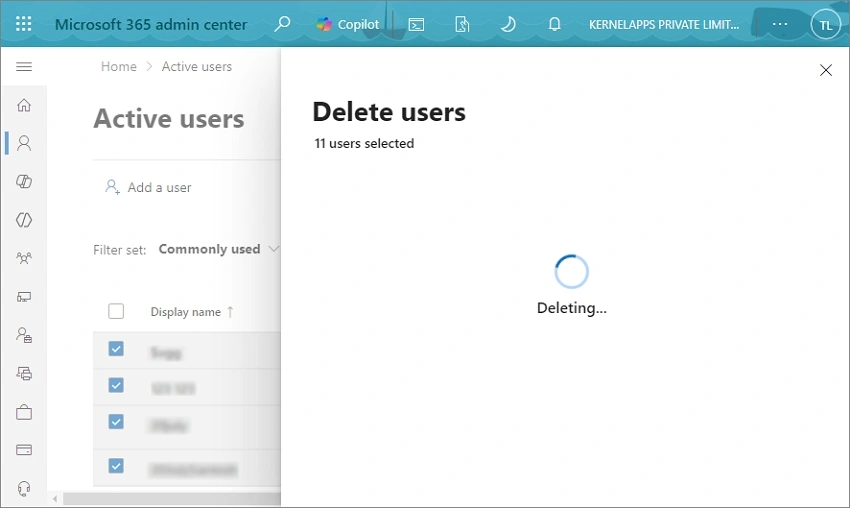 deleting process starts