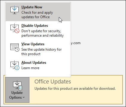 update your Outlook version