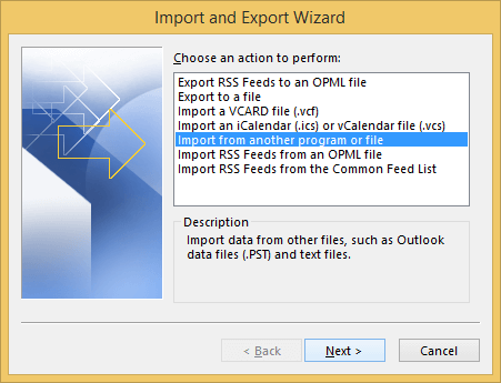 Select Import and Export Option.