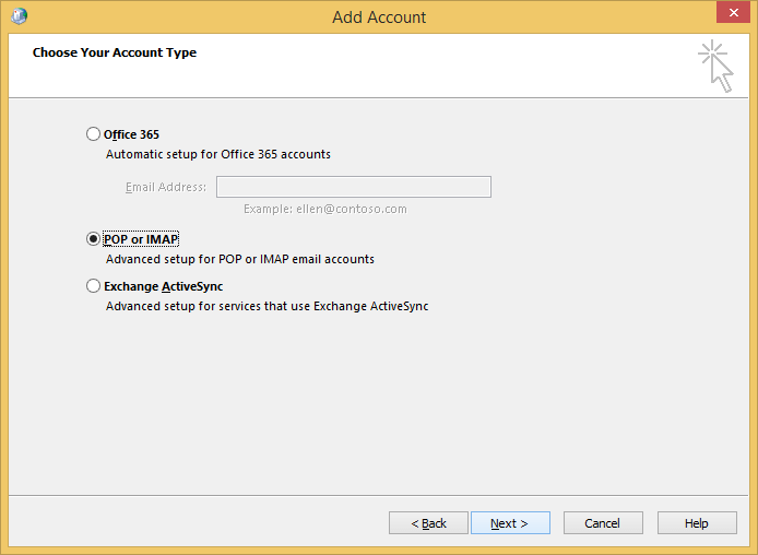 choose account type POP/IMAP