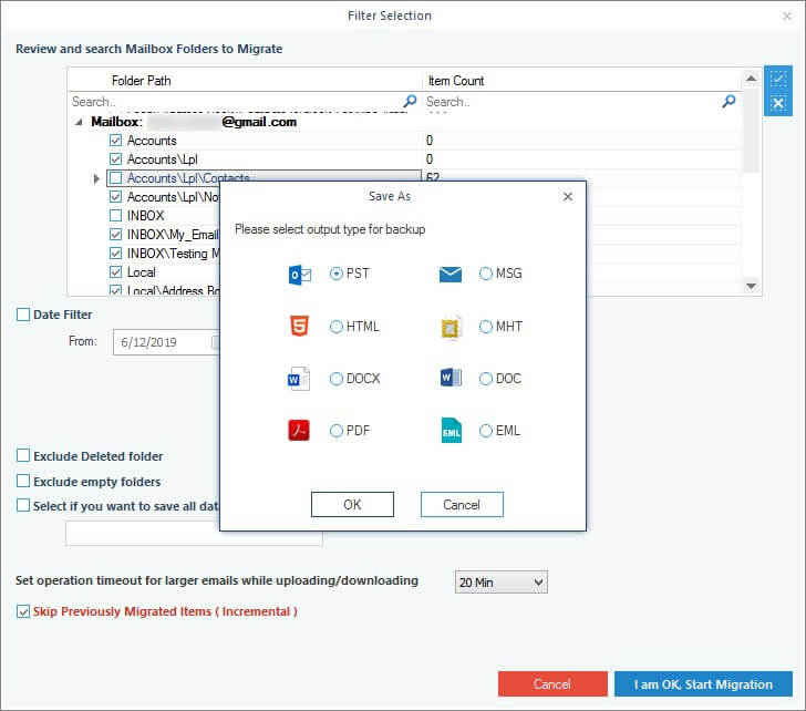 Select file format to save