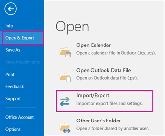 Select Import/Export option