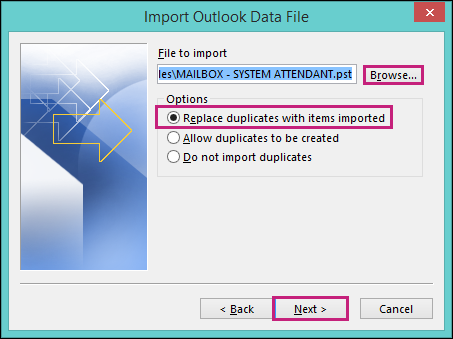 Select file to import