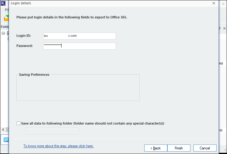 enter the credentials of the Office 365 account