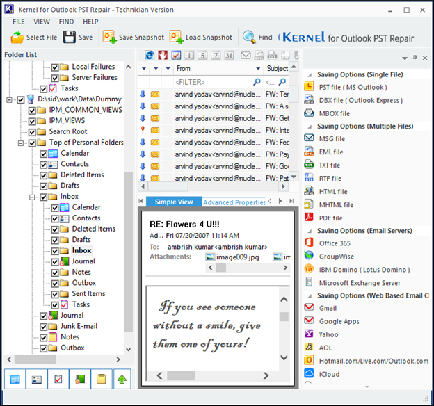 Able to see all its folders