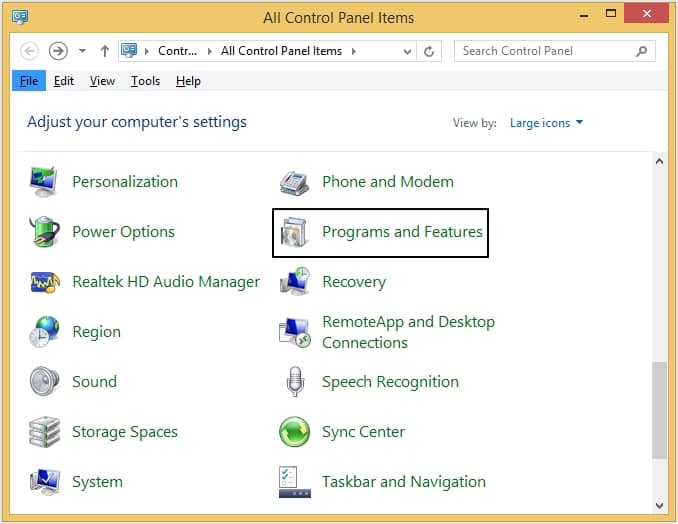 Programs and Features
