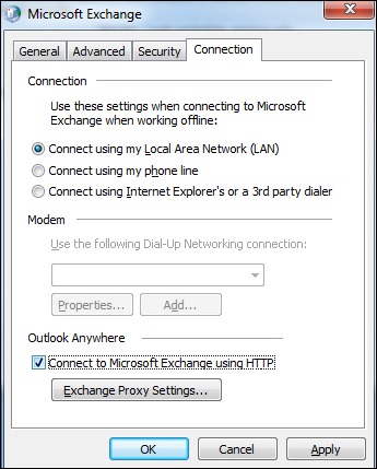 Exchange Proxy settings