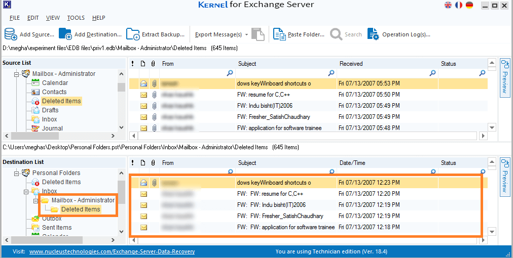 view the copied data