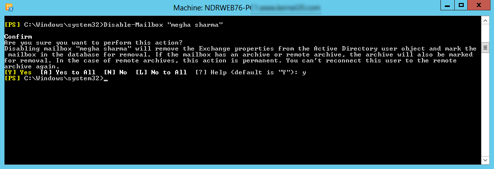 Disable Exchange mailbox