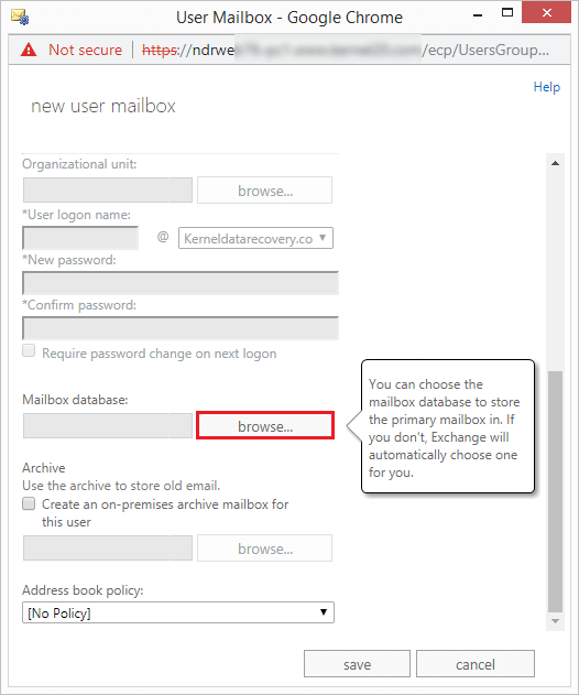select the destination database