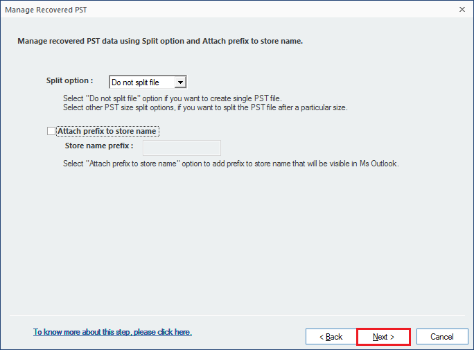 Manage your recovered PST