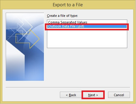 Select Outlook Data File