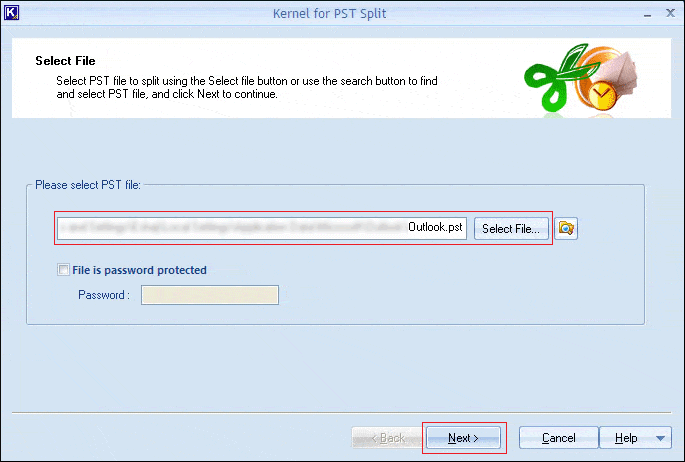 select PST data file