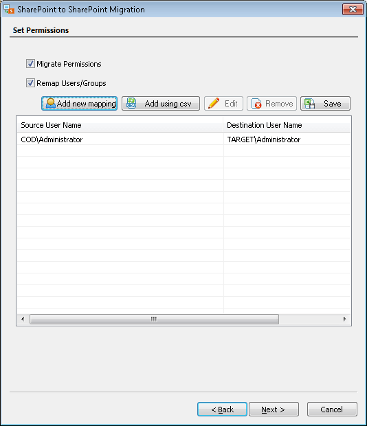  permissions directly to see source and the destination