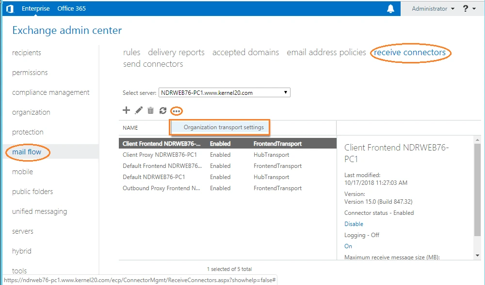 Exchange Admin Center