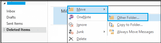 Move deleted emails to other folder