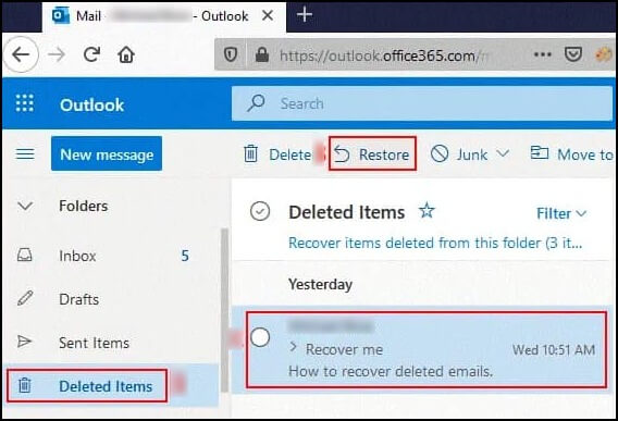 Recoverable Items folder