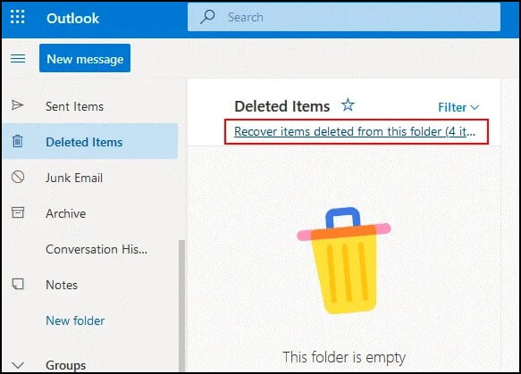 Restore in the Recoverable Items folder