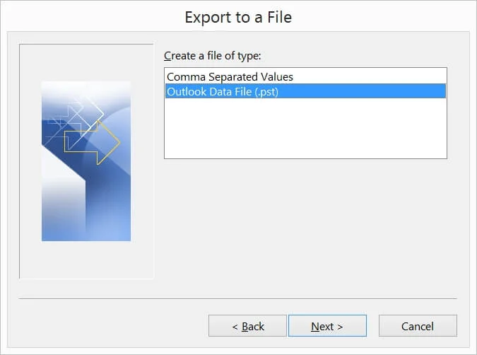 Select Outlook Data File