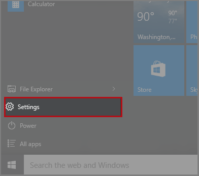 select Settings option