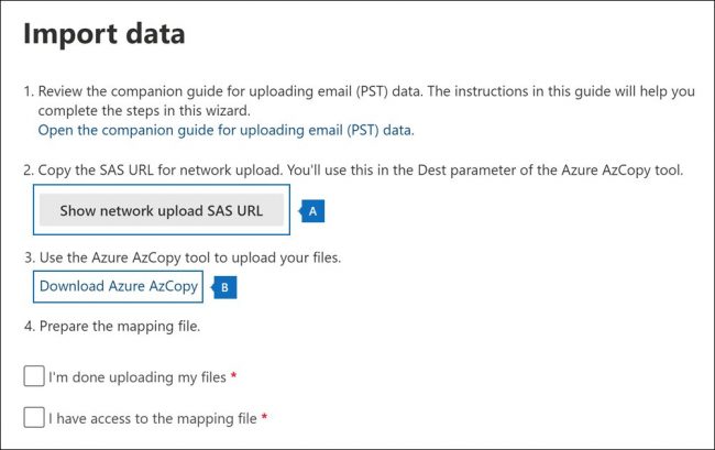 Network Upload Method to Import PST