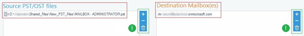 Source Files and Destination Mailbox sections